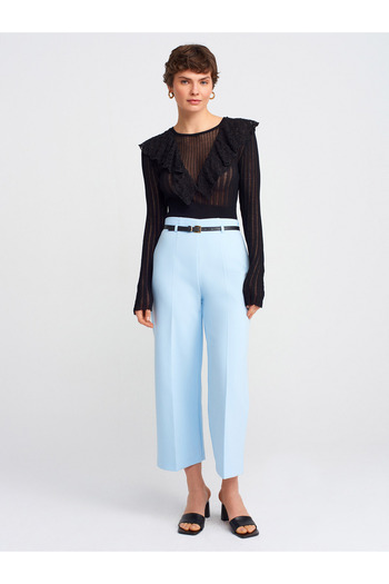 Dilvin 71616 Pantaloni culotte cu centură albastră
