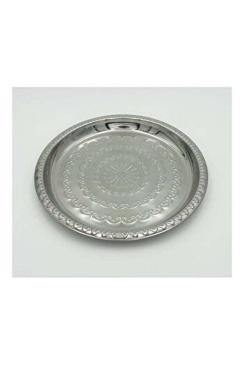 ALMUFARREJ Round Serving Tray Silver 40cm
