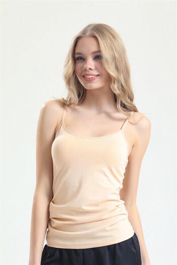 Magic Form 4025 Women's Adjustable Rope Strap Combed Cotton Undershirt-Tan