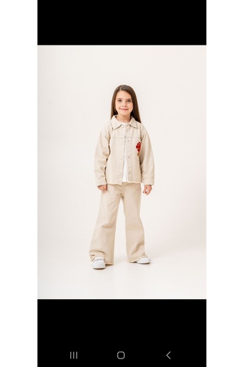 Uğur bebe Girl's 3 Piece Canvas Jacket & Sweatshirt & Pants Set