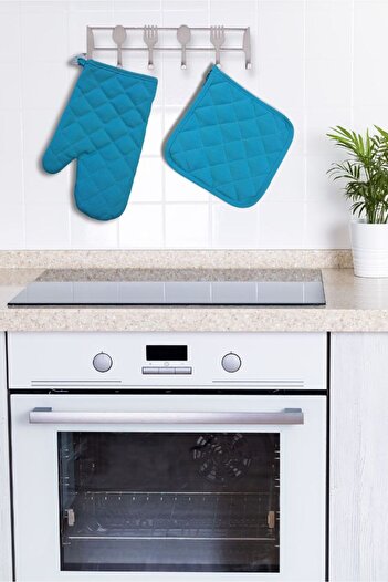 Home Oven Mitts and Pot Holders Set - (1 Mitt - 1 Pot Holder) - Fireproof and Heat Resistant
