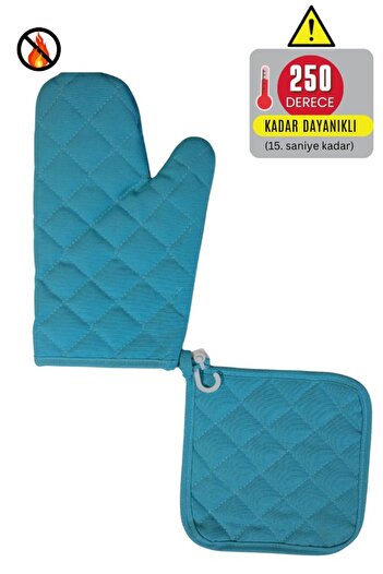 Home Oven Mitts and Pot Holders Set - (1 Mitt - 1 Pot Holder) - Fireproof and Heat Resistant