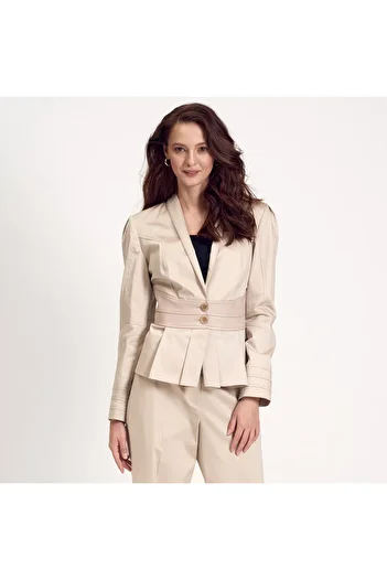 Desa Women's Coat with Brown Leather Detail