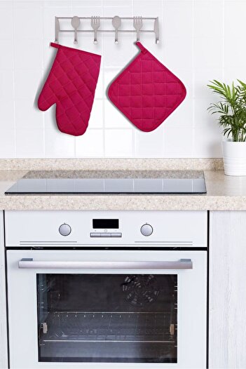 Home Oven Mitts and Pot Holders Set - (1 Mitt - 1 Pot Holder) - Fireproof and Heat Resistant