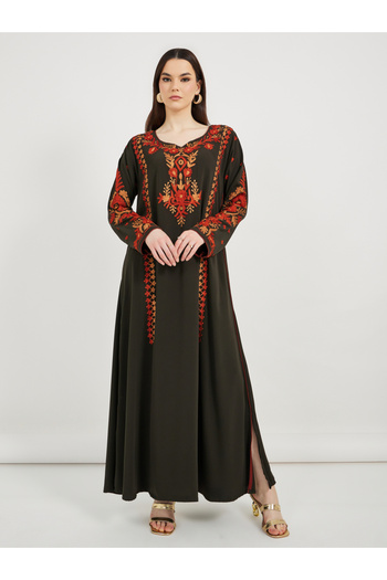 Maxim Creation By Styli Embroidered Notch Neck Kaftan