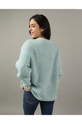 AMERICAN EAGLE AE Oversized Waffle Crewneck Sweater
