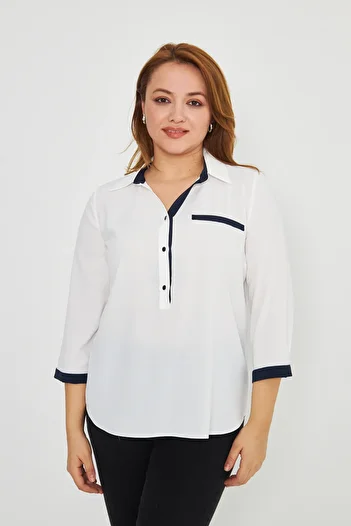 UNIQUE LADY Stylish Blouse with Pocket Flap