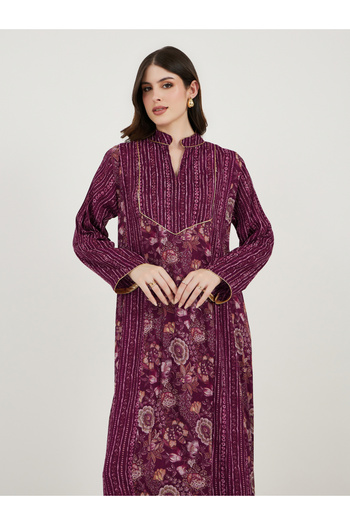 Maxim Creation By Styli Floral Print Collared Kaftan