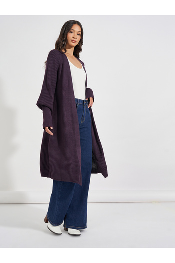 Styli Regular Fit Longline Chunky Knit Cardigan