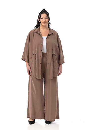 DISENTIS MODEST Large Size Wide Cut Girdle Costume (Brown Double Suit)