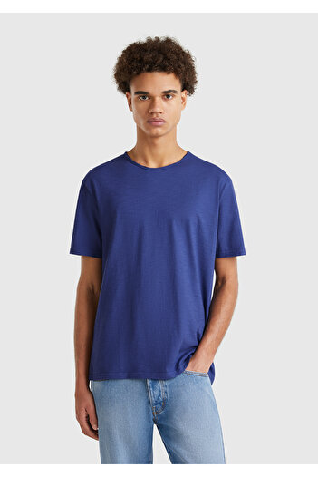 United Colors of Benetton Ανδρικό μπλουζάκι Lavender Blue Crew Neck Slub
