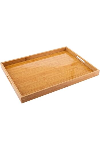AKDC Broad Bamboo Tray- Brown Shade, Strong Serving Tray