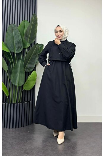 modasusev Κοστούμι γιλέκο που δένει στο πλάι Φόρεμα Hijab