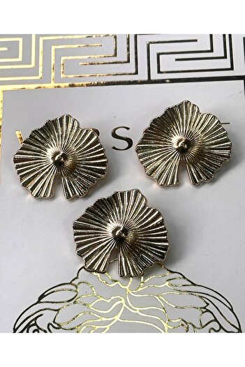 ODDA TASARIM ATÖLYESİ Custom Design Gold Flower Pattern Large Size Design Button 3Pcs(4cm)