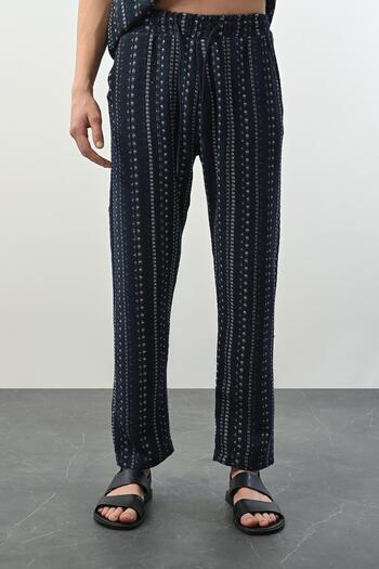 Valiberta Ανδρικό παντελόνι από πλεκτό ύφασμα Bohemian Striped - Βενζίνη