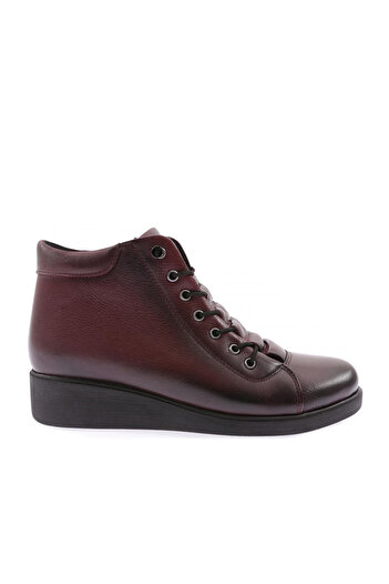 DGN Pleated Elastic Laced Side Zipper Women's Boots Bordeaux 5432713