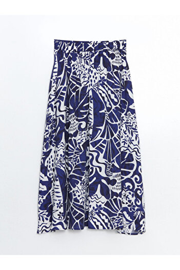 LC Waikiki Lcwaikiki Classic Blue Elastic Waist Floral Women's Skirt