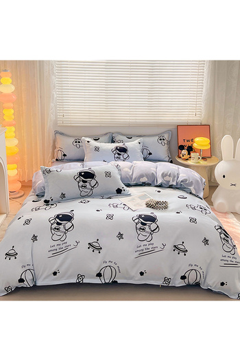 sharpdo 4-Piece Set Bedding Modal Quilt Cover Set with 1 Quilt Cover 1 Sheet and 2 Pillowcases 1.5m Bed