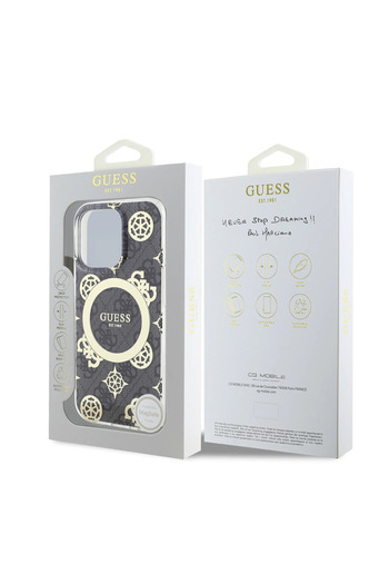 CG Mobile Guess Magsafe Iml 4G Design Hard Case With Peony For iPhone 16 Pro - Black
