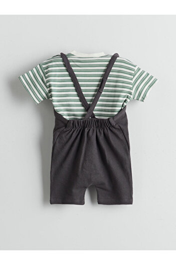LC Waikiki Lcw Baby Striped Baby Boy T-Shirt and Salopet 2-Pack