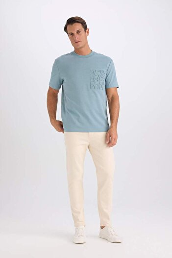 DeFacto Tricou cu mânecă scurtă din țesătură grea, cu decolteu rotund, D8923AX25SP
