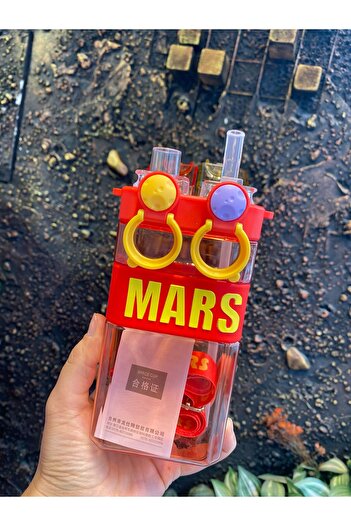 Butik Mars Yazılı Pipetli-Pipetsiz Kullanımlı Suluk-Matara