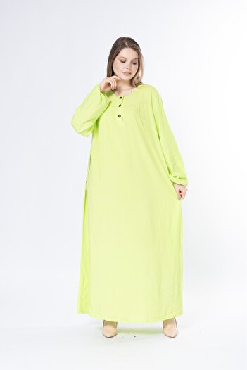 mervemoda Women's Plus Size Cotton Fabric Long Sleeve Summer Woven Dress
