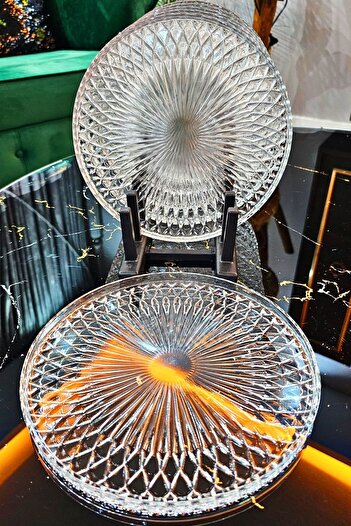 ORTAKÖY CENNETİ Set of 6 Glass Cake Pastry Plates |   22 cm
