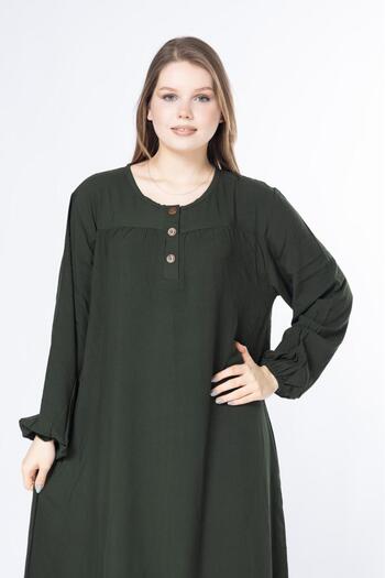 mervemoda Women's Plus Size Cotton Fabric Long Sleeve Summer Woven Dress