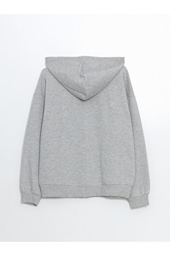 LC Waikiki Lcwaikiki Classic Gray Hooded Oversize Women's Zippered Sweatshirt