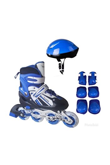 Excalibur Double Row Adjustable Practice Skates + Helmet + Knee Pad Set