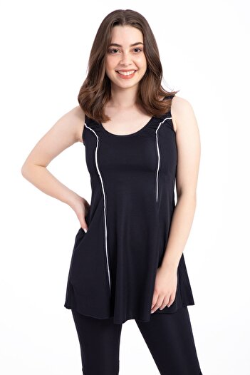 Pemilo Women's 501 Striped Tights Dress Swimsuit Navy Blue