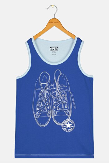 Converse Kids Boy U-Neck Graphic Print Tank Top, Blue Combo