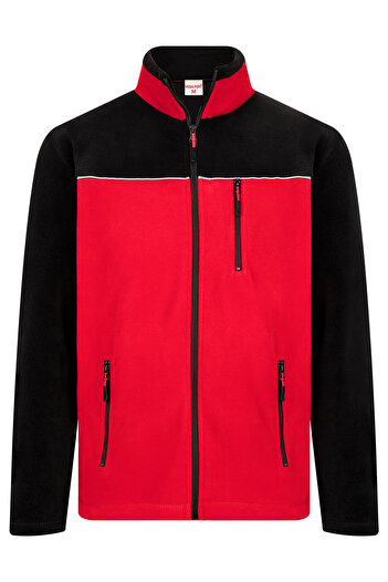 VEGA PORT Red Black Double Color Reflective Full Zipper 3 Pocket Men's Fleece