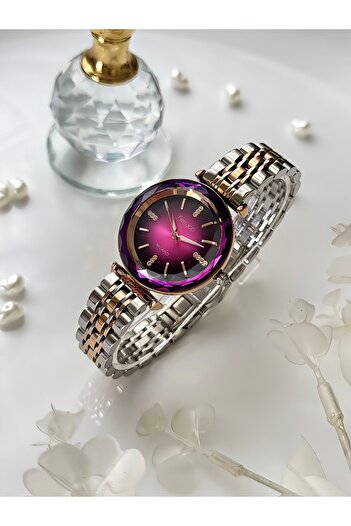 Ferrucci Ferrucci̇-(Rose Silver) Purple Inner Dial Women's Wrist Watch-