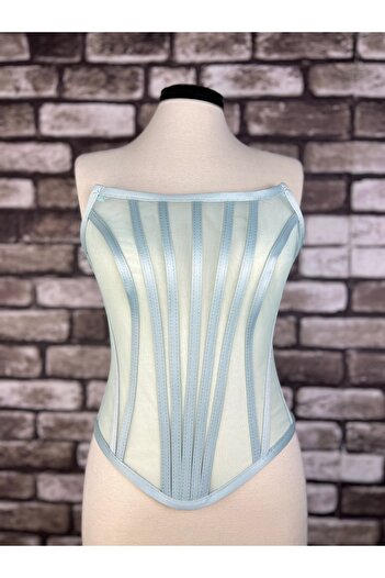 Metay Design Mint Green Tulle Transparent Corset & Bustier