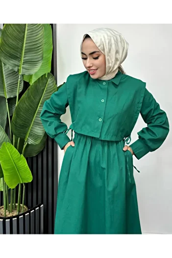 modasusev Κοστούμι γιλέκο που δένει στο πλάι Φόρεμα Hijab