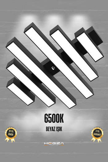 Hegza Lighting Parrılla ( Siyah Kasa, Beyaz Işık ) Ledli Modern Plafonyer Led Avize, Salon, Mutfak, Oturma Odası