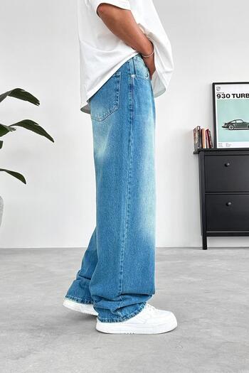 HAFKAGİYİM Απαλό μπλε Basic Extra Loose φαρδύ παντελόνι