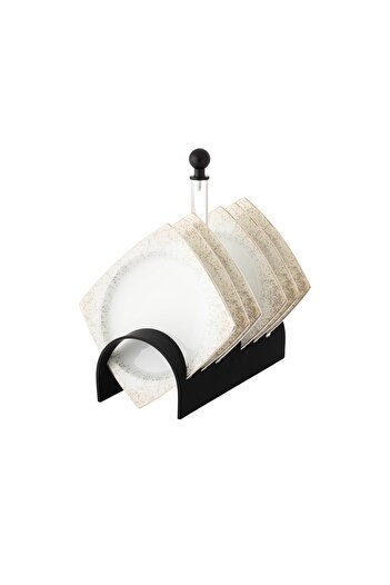 Dania A set of porcelain dishes with a black stand, 6 pieces