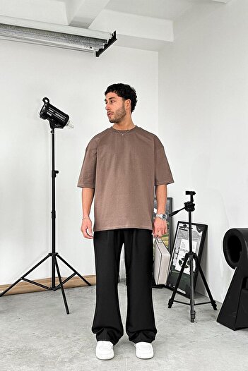 HAFKAGİYİM Ανοιχτό καφέ Cozy Basic Soft Oversize T-Shirt