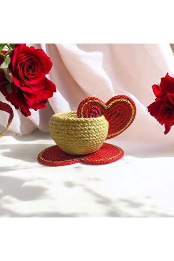 AYŞE SERHOŞOĞLU HOME DESİGN Valentine's Day Gift - Heart Cup, Decorative Basket, Gift Amateur Manufacturer