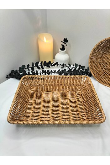 BUÂL CONCEPT Wicker Rattan Bread Basket Wicker Look Plastic