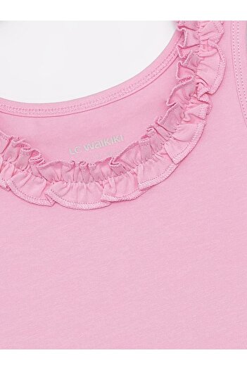 LC Waikiki Crew Neck Ruffle Detailed Girls' Singlet (S4)
