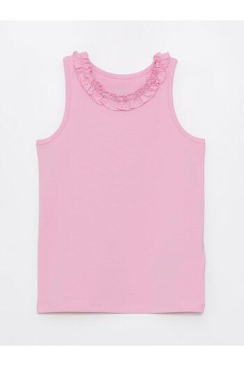 LC Waikiki Crew Neck Ruffle Detailed Girls' Singlet (S4)