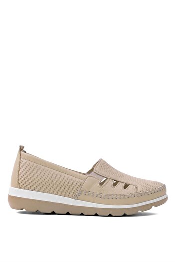 Voyager Z110 Beige Women's Orthopedic Genuine Leather Casual Shoes