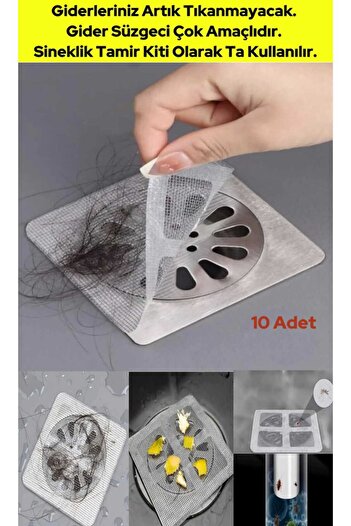 Dünya Magnet 10 Pieces Adhesive Bathroom Drain Protector Hair Collector – Drain Insect Protector Drain Strainer