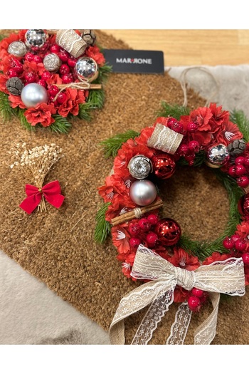 Marrone Red Spring Branches Kokina Door Ornament Doormat Set Door Front Decor