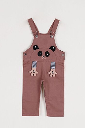 zepkids Square Collar Zero Sleeve Poppy Printed Paw Detailed Buttoned Dark Brown Color Boy's Slippers