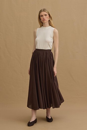 Fahhar Brown Layered Skirt - Gode Detailed